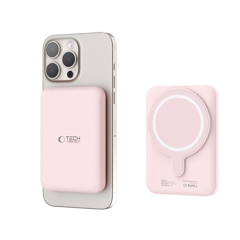Tech-Protect LifeMag Wireless Powerbank 5000 mAh - MagSafe Compatible - Pink