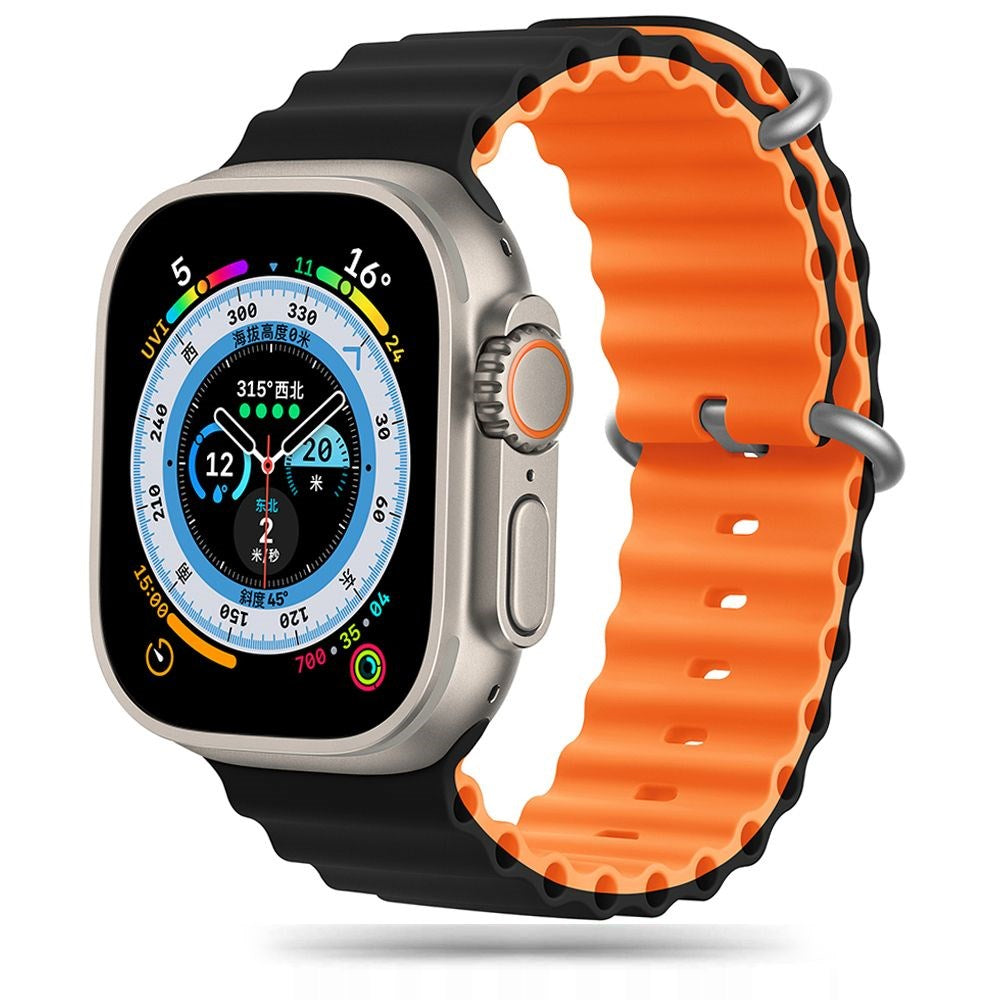 Tech-Protect Apple Watch (42/44/SE/45/46/49mm) Iconband Pro Silicone Strap - Black / Orange