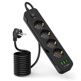 Tech-Protect Multifunctional Power Strip with 4 x Outlets / 2 x USB-A / 1 x USB-C - 2m - Black