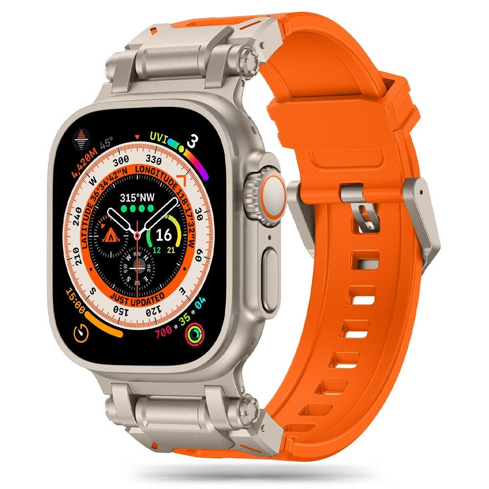 Tech-Protect Apple Watch (42/44/SE/45/46/49mm) Delta Pro Silicone Strap - Orange / Titanium