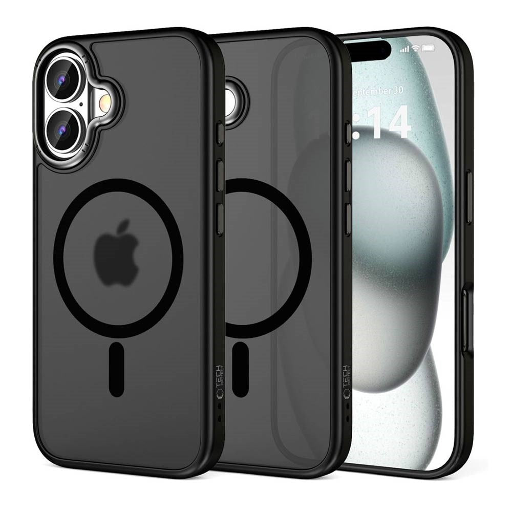 iPhone 16 Tech-Protect MagEdge Hybrid Case with Camera Protection - MagSafe Compatible - Transparent /Matte Black