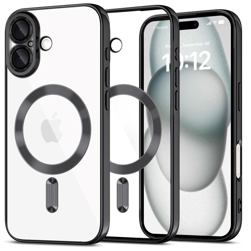 iPhone 16 Tech-Protect Magmat Case - MagSafe Compatible - Transparent / Glossy Black