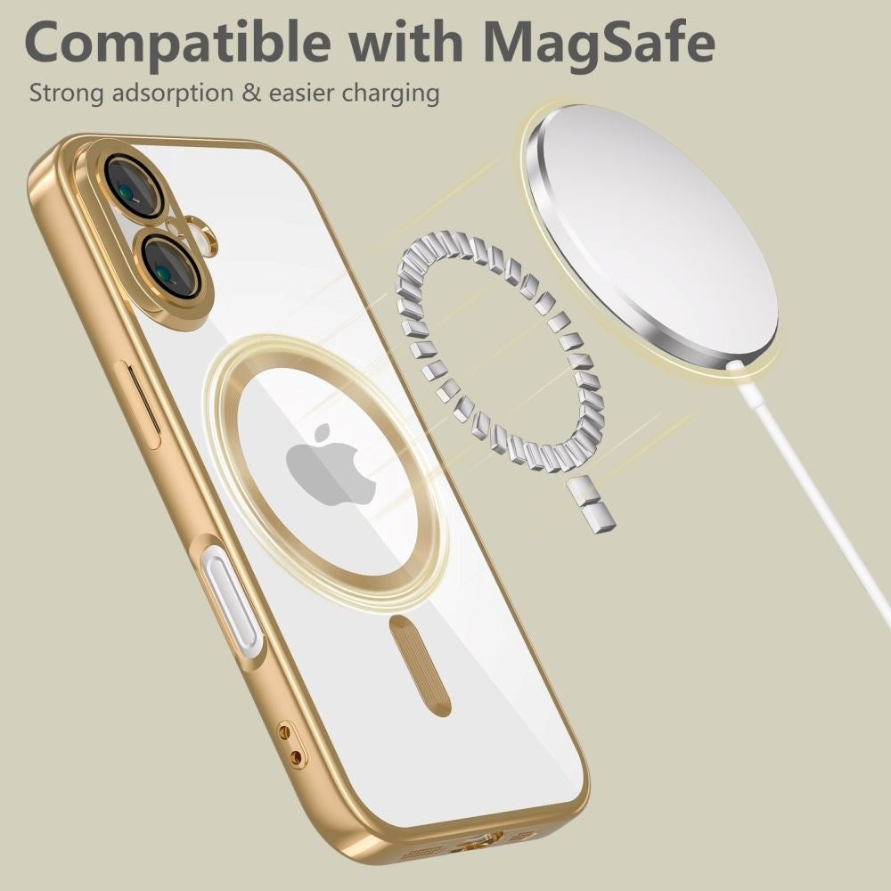 iPhone 16 Tech-Protect Magmat Case - MagSafe Compatible - Transparent / Gold