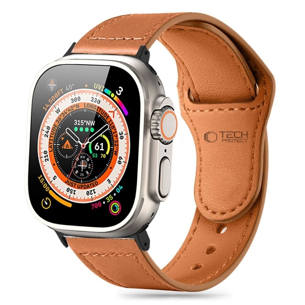 Apple Watch (42/44/SE/45/46/49mm) Tech-Protect Naturalfit Genuine Leather Watch Band - Brown