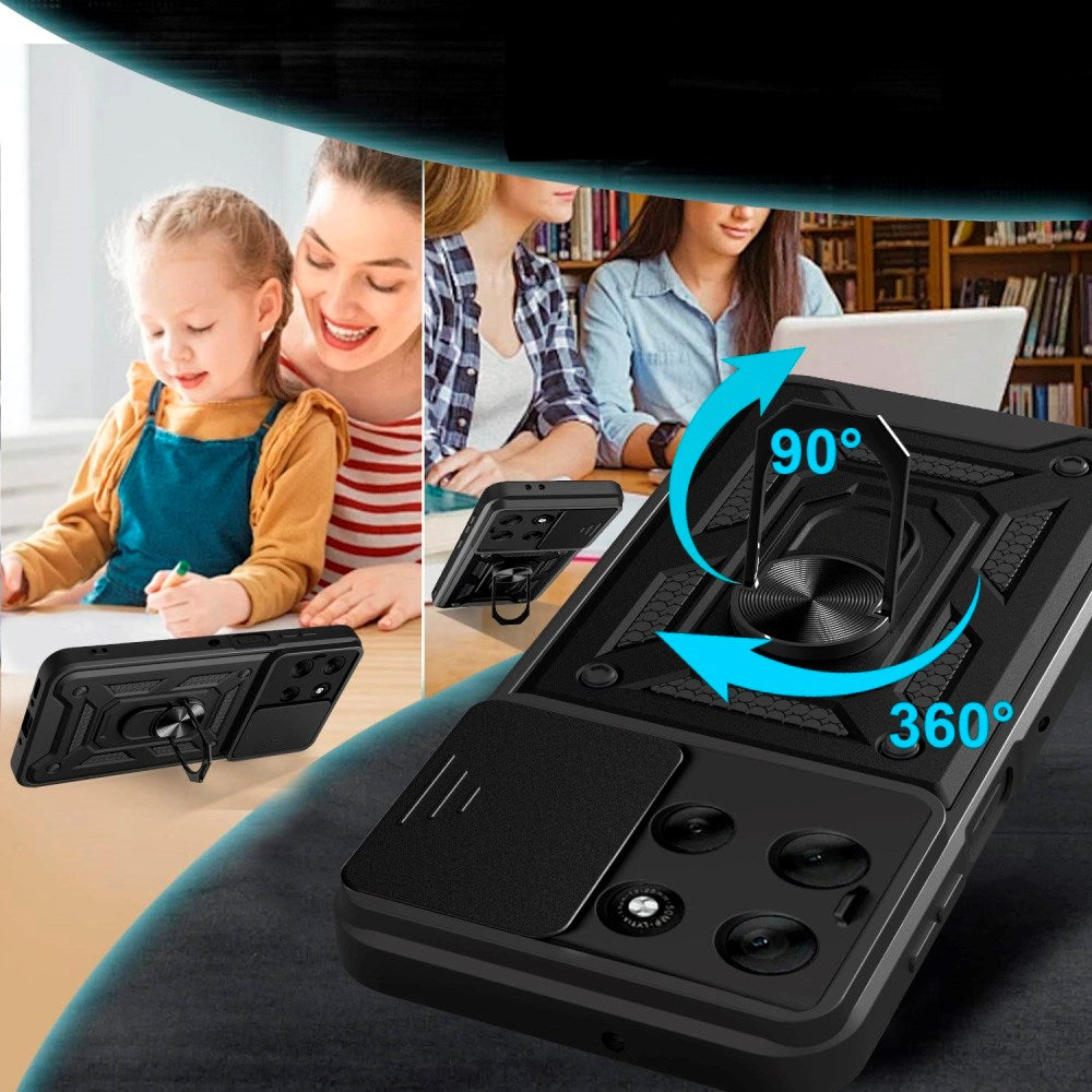 Motorola Moto G56 Tech-Protect Tough Case with Magnetic Kickstand & Camslider - Black