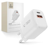 Tech-Protect NCA30 Wall Charger with 30W - 1 x USB-A & 1 x USB-C - White
