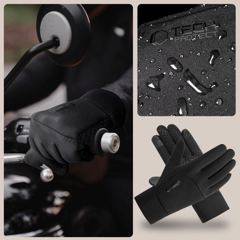 Tech-Protect Touch Screen Gloves – Size M (24 x 22 cm) – Black