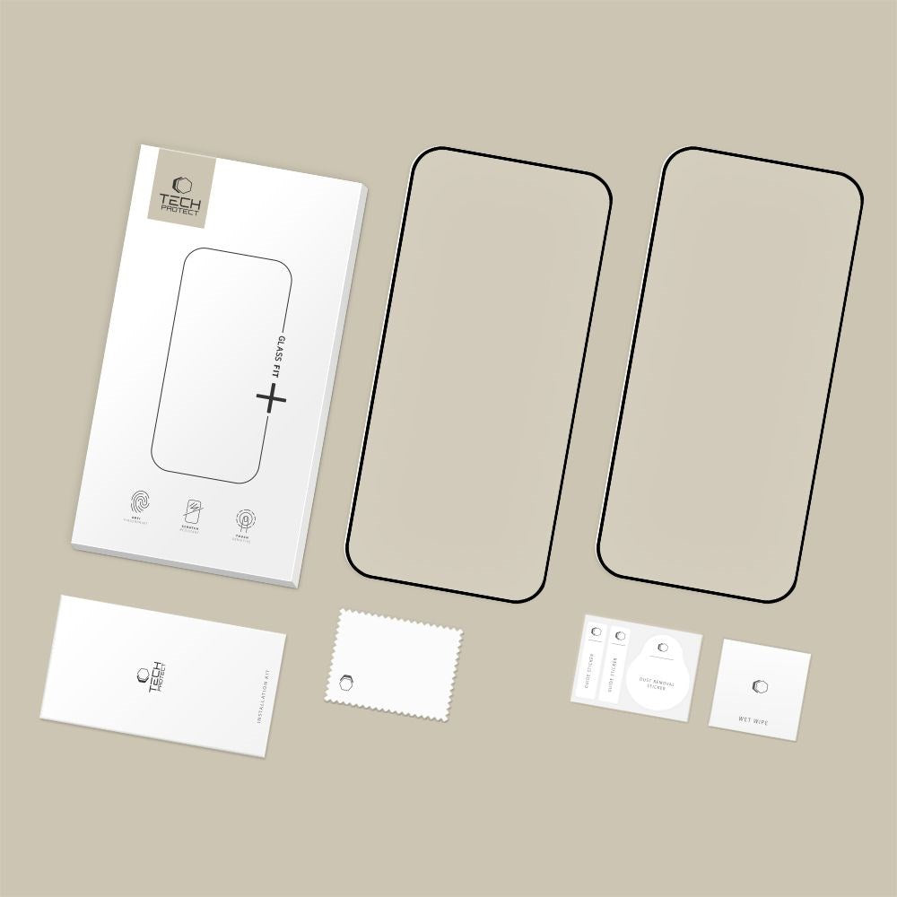Xiaomi 17T Tech-Protect Glass Fit+ Tempered Screen Protector Glass - 2 pcs - Transparent / Black Edge