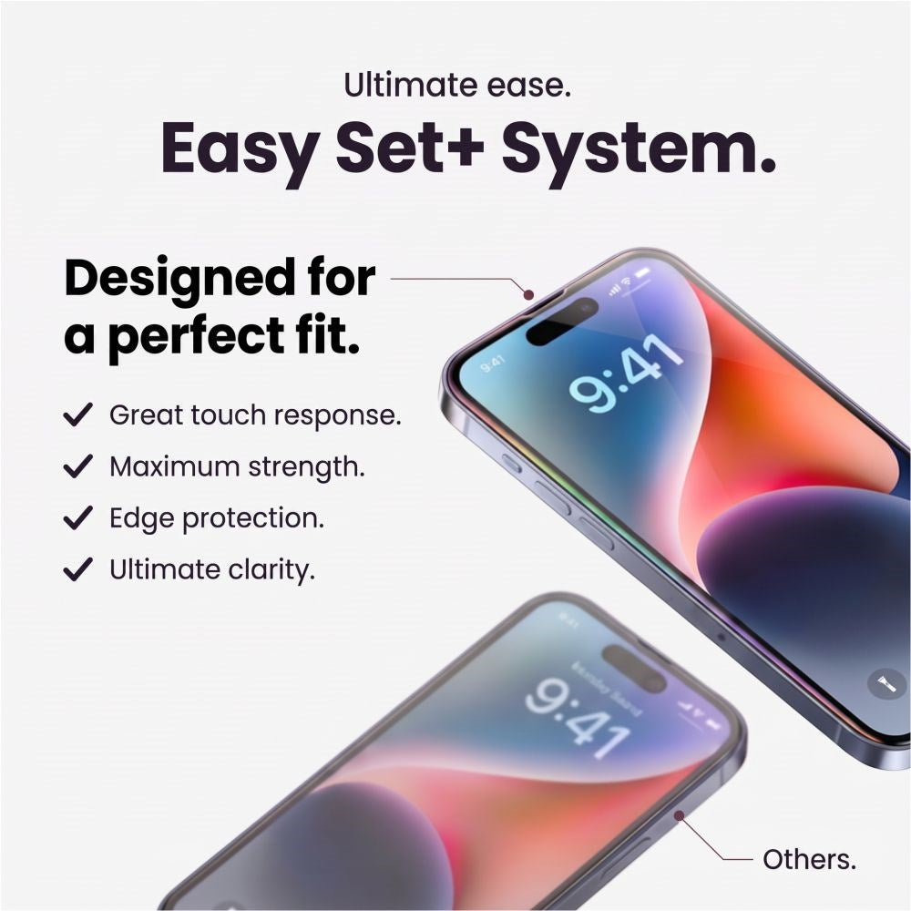 iPhone 18 Pro Max Tech-Protect Easy Set+ 3-in-1 Protection Set with Tempered Glass Screen Protector & Camera Lens Protector - Transparent