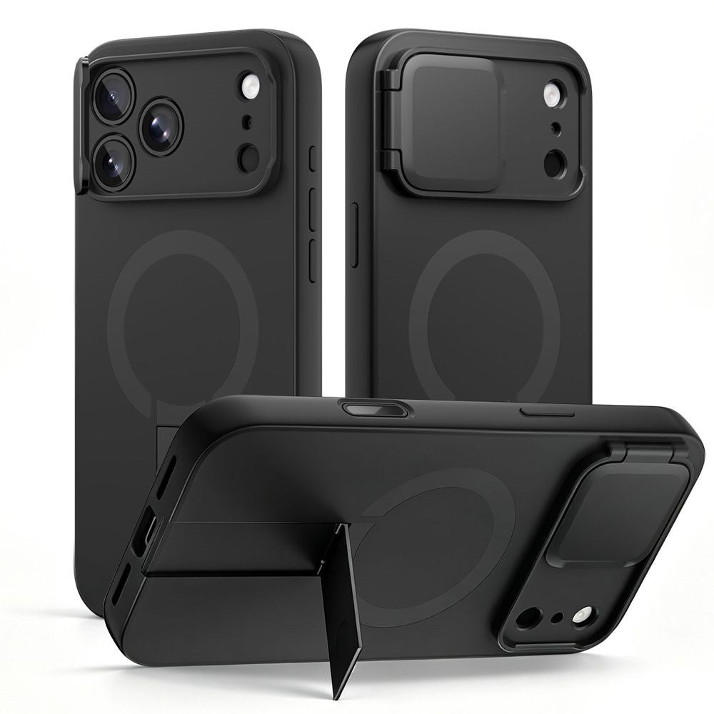 iPhone 18 Pro / 17 Pro Tech-Protect Kevlar Aura Case w. Stand Function and Cam Slider - MagSafe Compatible - Black