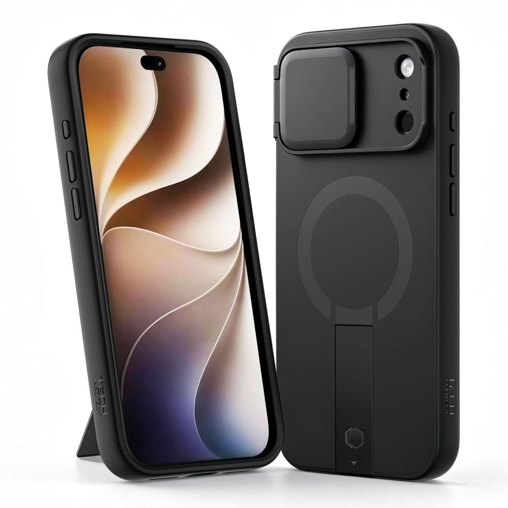 iPhone 18 Pro Max / 17 Pro Max Tech-Protect Kevlar Aura Case w. Stand Function and Cam Slider - MagSafe Compatible - Black