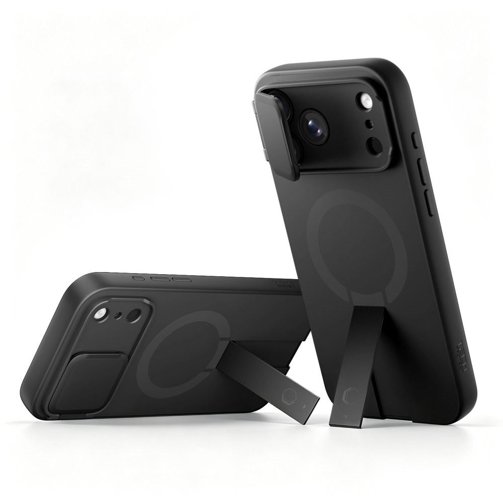iPhone 18 Pro Max / 17 Pro Max Tech-Protect Kevlar Aura Case w. Stand Function and Cam Slider - MagSafe Compatible - Black