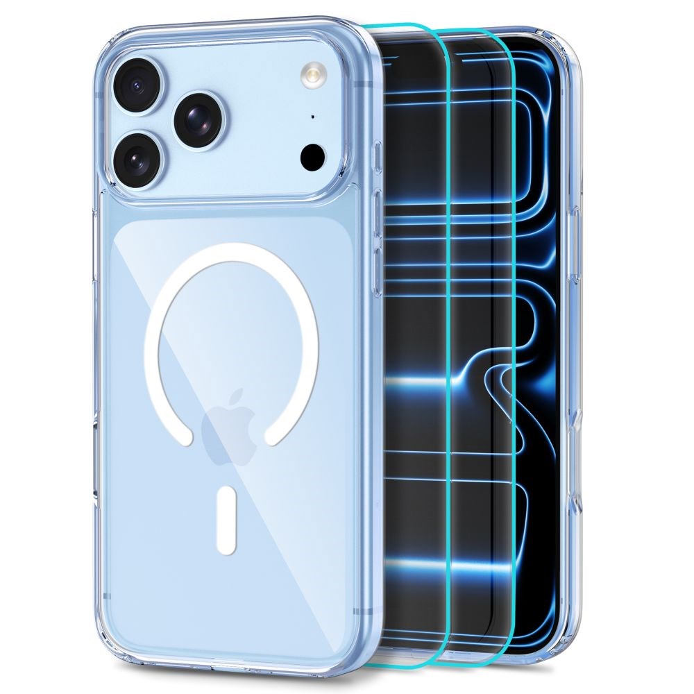 iPhone 18 Pro Max / 17 Pro Max Tech-Protect FlexAir Hybrid Case with 2 Pcs. Screen Protectors - MagSafe Compatible - Transparent