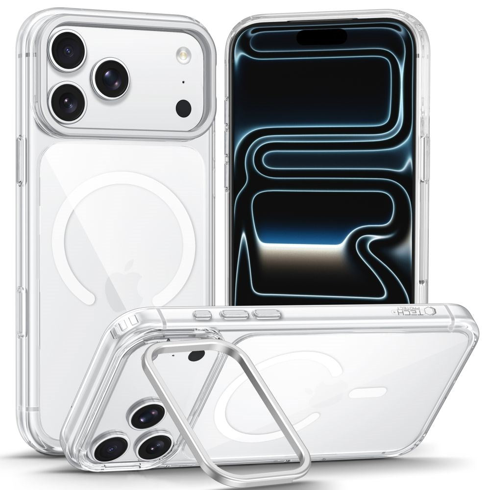 iPhone 18 Pro / 17 Pro Tech-Protect MagStand CC Case - MagSafe Compatible - Transparent