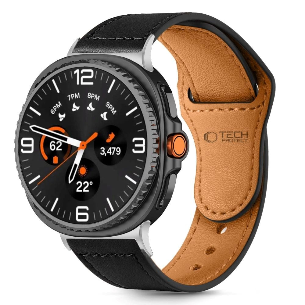Tech-Protect Samsung Galaxy Watch 8 / 8 Classic (40 / 44 / 46mm) Leatherfit Genuine Leather Watch Strap - Black / Brown