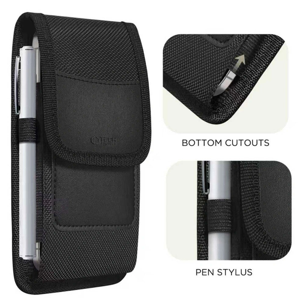 Tech-Protect Universal Nylon Phone Pouch - Dimensions (17.7 x 9.1 x 2.4 cm) - Black