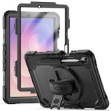 Samsung Galaxy Tab S11 Tech-Protect Solid Tough Case w. Protective Film, Hand Holder & Shoulder Strap - Black