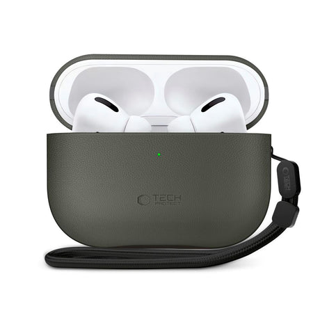 Apple AirPods Pro (3rd gen.) Tech-Protect NaturalFit Faux Leather Case with Strap - Green