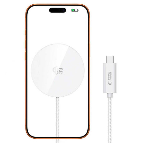 Tech-Protect 25W Qi2 Magnetic Wireless Charger - MagSafe Compatible - White