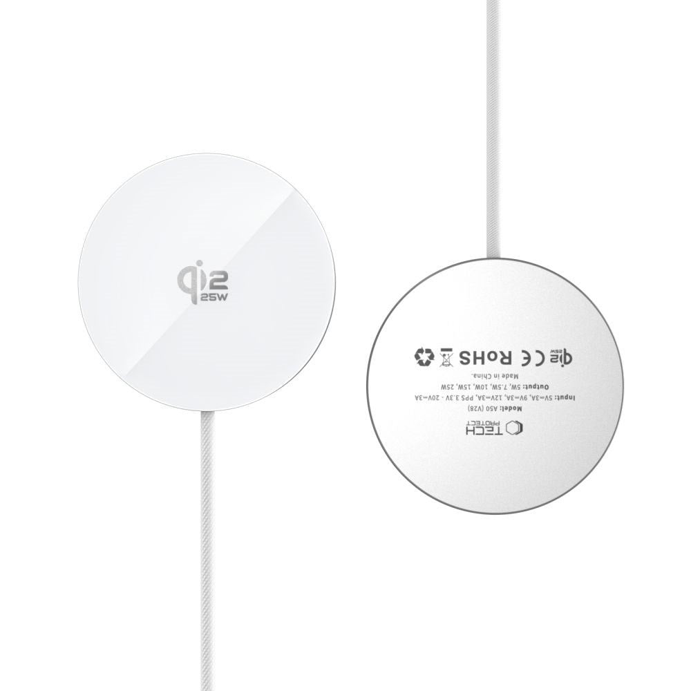 Tech-Protect 25W Qi2 Magnetic Wireless Charger - MagSafe Compatible - White
