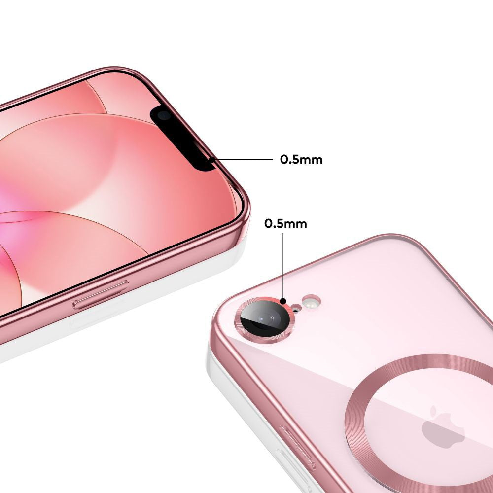 iPhone 17e / 16e Tech-Protect MagFlex Case - MagSafe Compatible - Transparent / Rose Gold