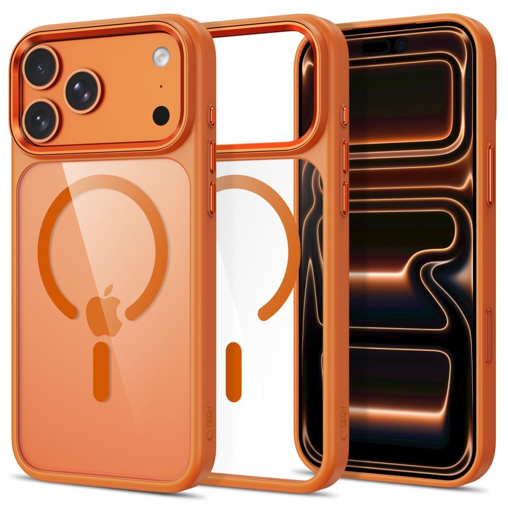 iPhone 18 Pro / 17 Pro Tech-Protect MagMat Case - MagSafe Compatible - Transparent / Orange
