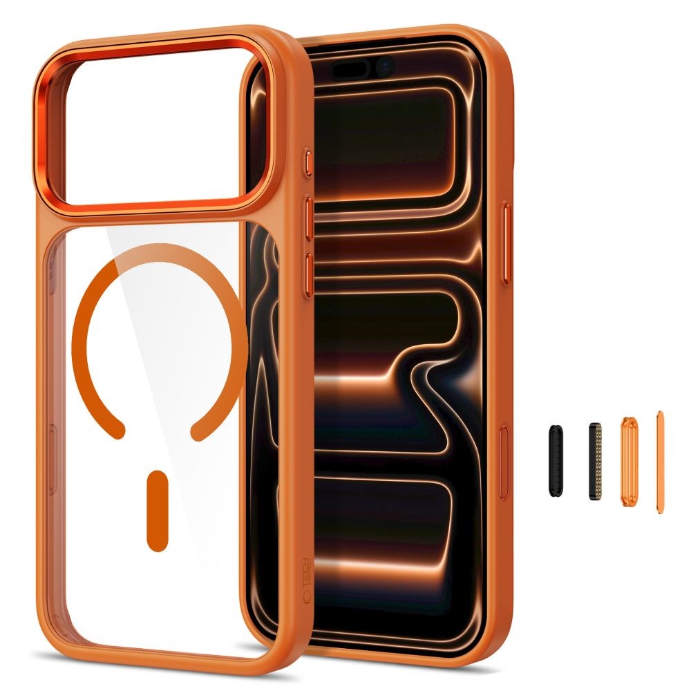 iPhone 18 Pro Max / 17 Pro Max Tech-Protect MagMat Case - MagSafe Compatible - Transparent / Orange