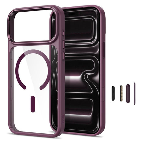 iPhone 18 Pro / 17 Pro Tech-Protect MagMat Case - MagSafe Compatible - Transparent / Red