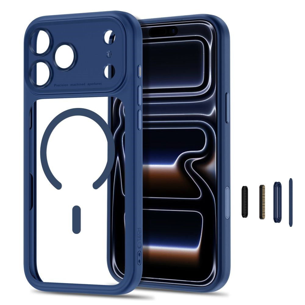 iPhone 18 Pro / 17 Pro Tech-Protect MagPeak Case - MagSafe Compatible - Dark Blue / Transparent