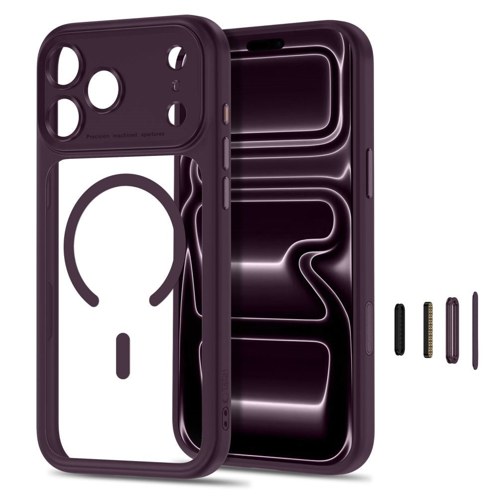 iPhone 18 Pro / 17 Pro Tech-Protect MagPeak Case - MagSafe Compatible - Red / Transparent