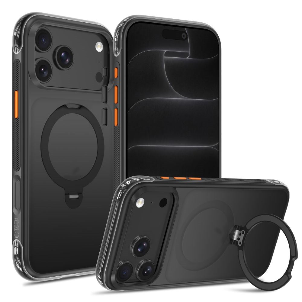 iPhone 18 Pro / 17 Pro Tech-Protect MagAir Stand Case with Kickstand - MagSafe Compatible - Matte Black