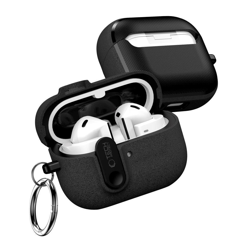 Samsung Galaxy Buds 3 / 3 Pro / 3 FE Tech-Protect Slim Hook Case with Carabiner – Black