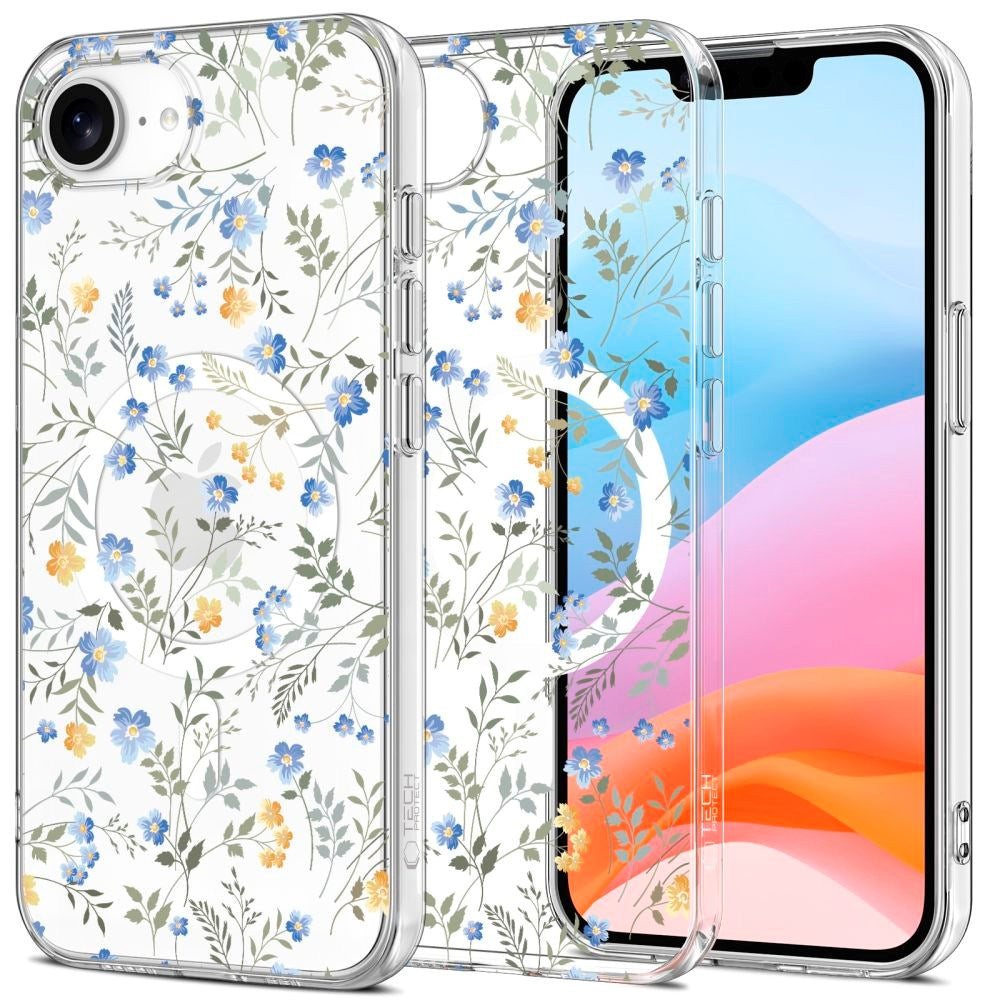 iPhone 16e Tech-Protect FlexAir Flexible Plastic Case - MagSafe Compatible - Flower