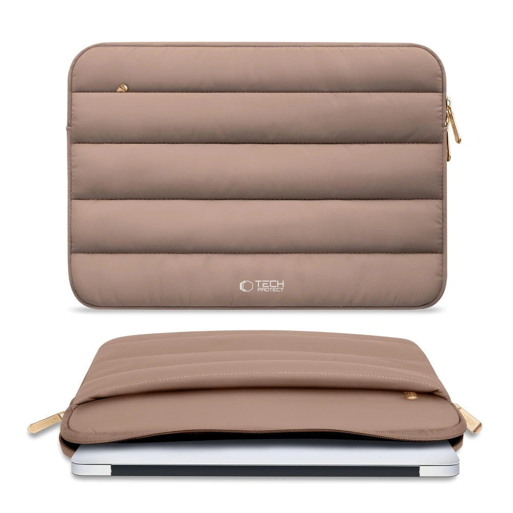 Tech-Protect Fluffy MacBook / Laptop 15-16" (27 x 38cm) Sleeve with Extra Zipper Pocket - Beige