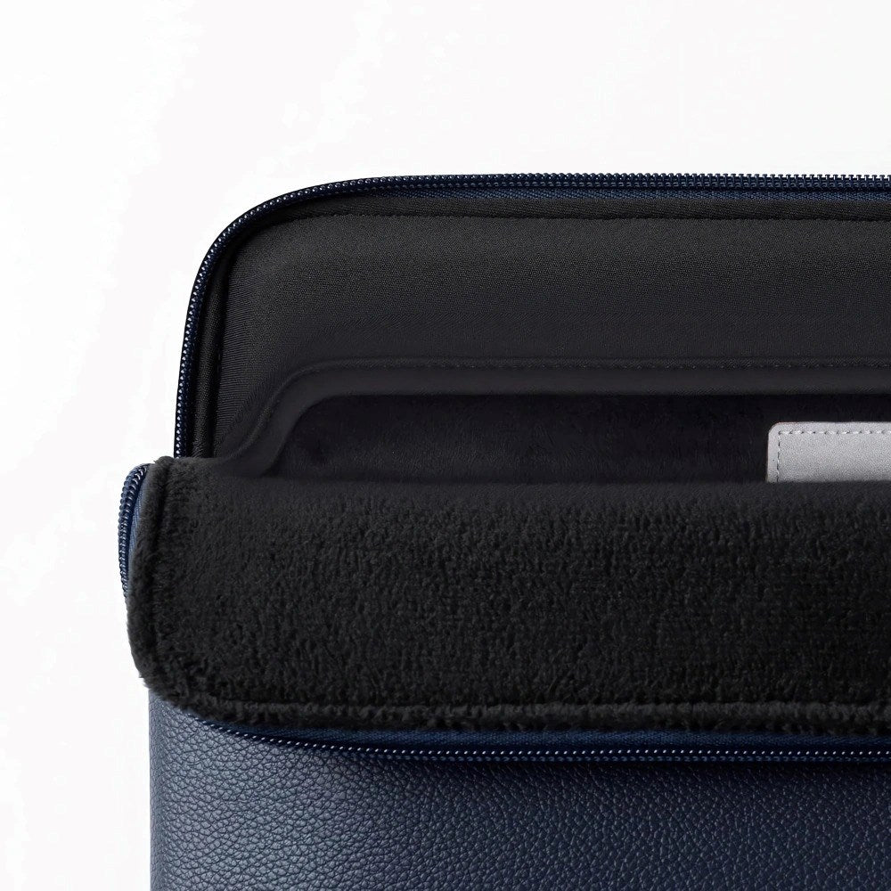 Tech-Protect MacBook / Laptop 15-16" Faux Leather Sleeve with Lined Inside - Navy Blue