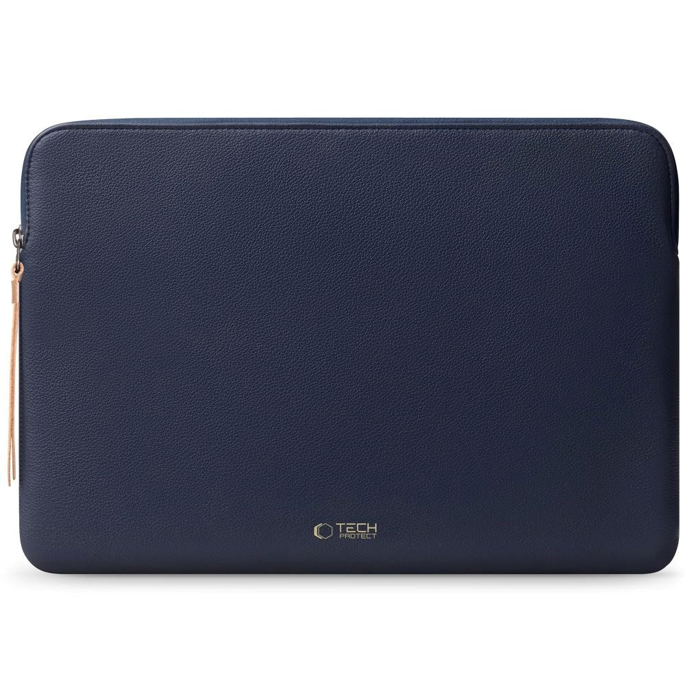 Tech-Protect MacBook / Laptop 15-16" Faux Leather Sleeve with Lined Inside - Navy Blue