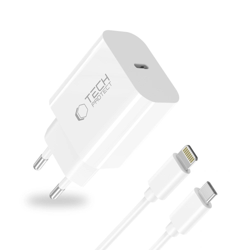 Tech-Protect 20W Wall Charger with 1 x Lightning Cable - White