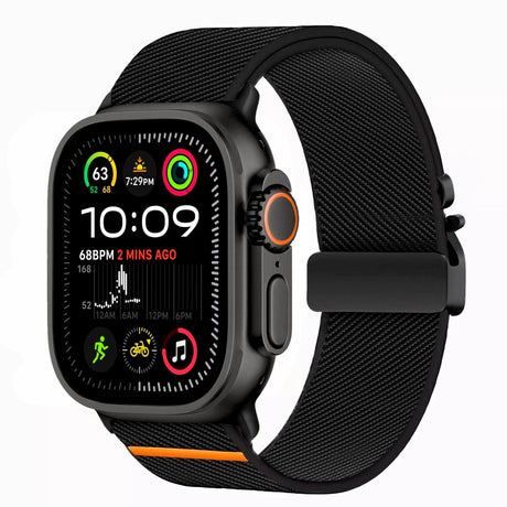 Apple Watch (42 / 44 / SE / 45 / 46 / 49mm) Tech-Protect Nylon Strap with Metal Buckle - Black