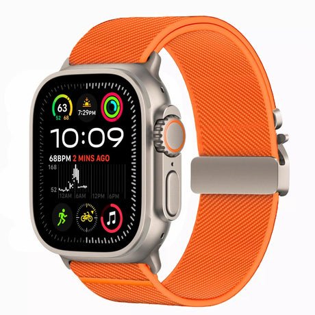 Apple Watch (42 / 44 / SE / 45 / 46 / 49mm) Tech-Protect Nylon Strap with Metal Buckle - Orange