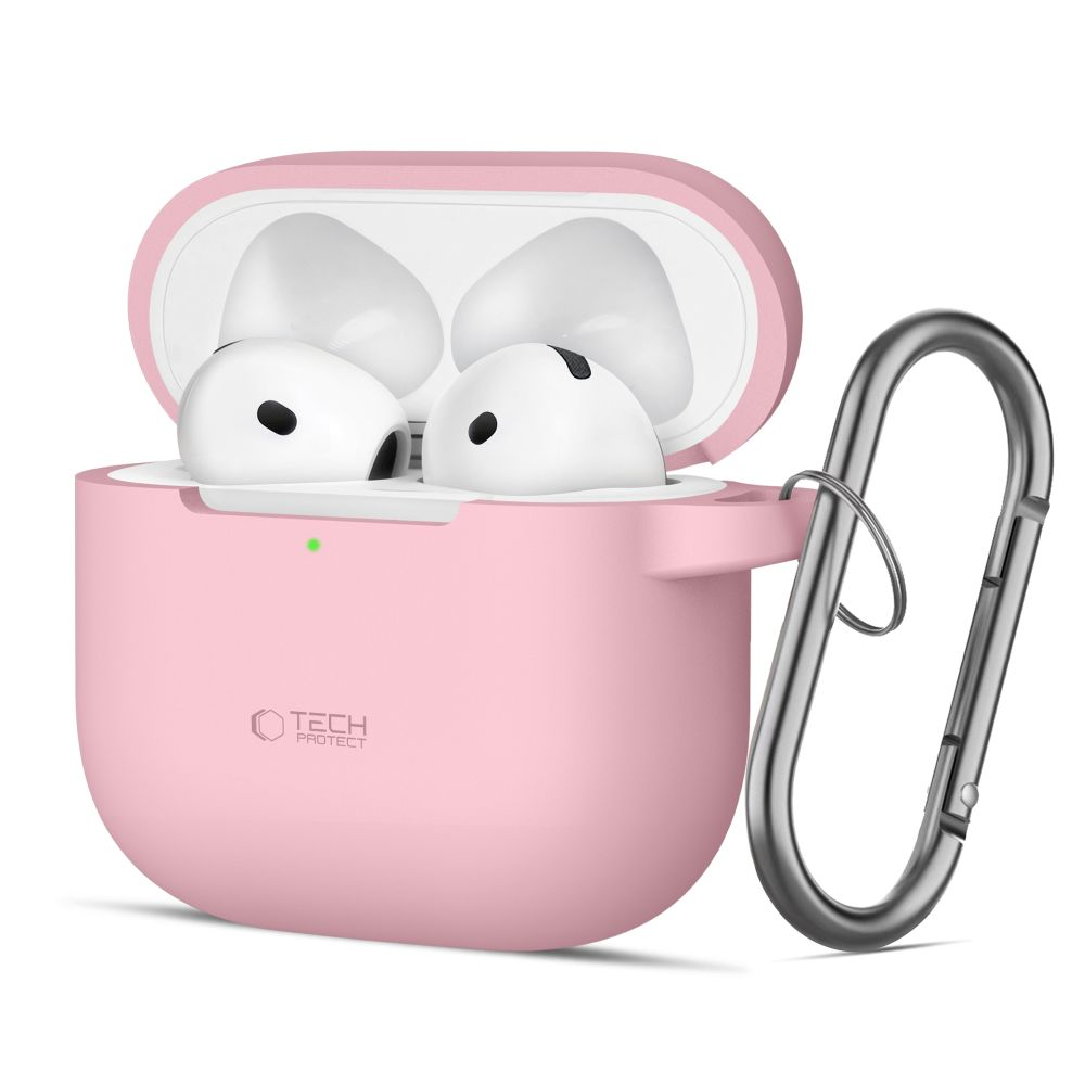 Tech-Protect Apple AirPods 4 Silicone Case with Carabiner Hook - Pink