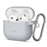 Tech-Protect Apple AirPods 4 Silicone Case with Carabiner Hook - Grey