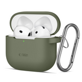 Tech-Protect Apple AirPods 4 Silicone Case with Carabiner Hook - Green