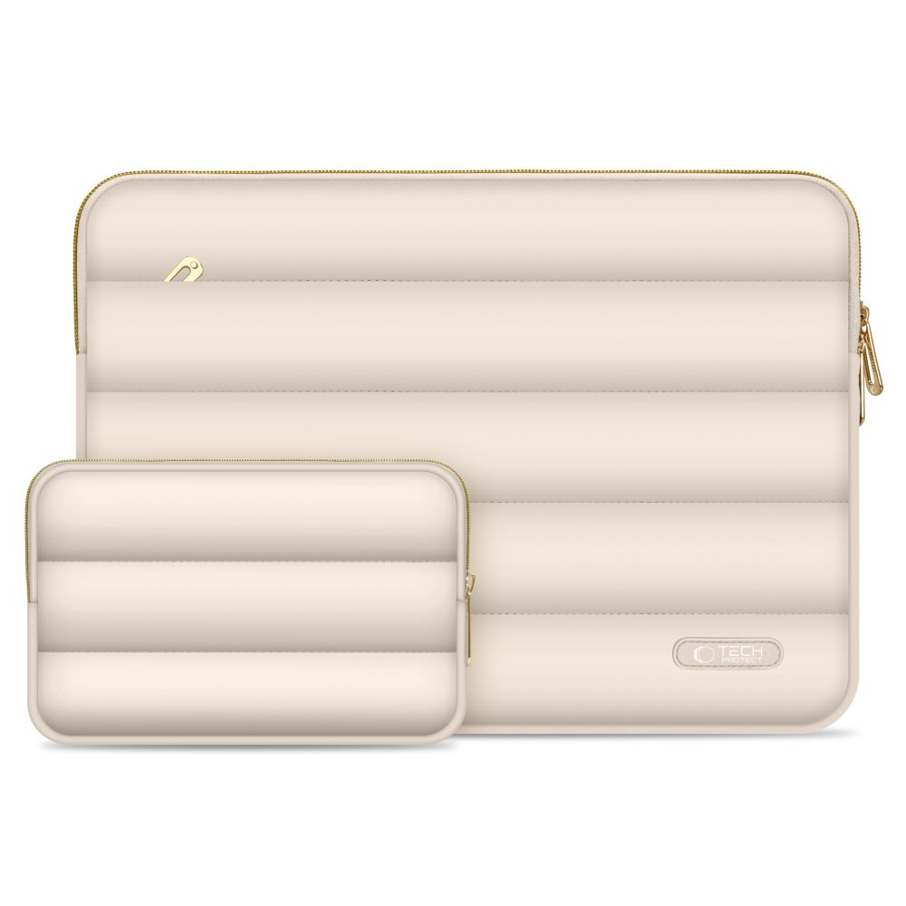 Tech-Protect Puffy MacBook / Laptop 15-16" Sleeve with Small Bag - Beige