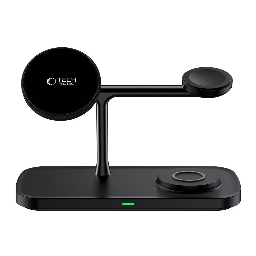 Tech-Protect 15W 3-in-1 Magnetic Wireless Charger - Qi2 / MagSafe Compatible - Black