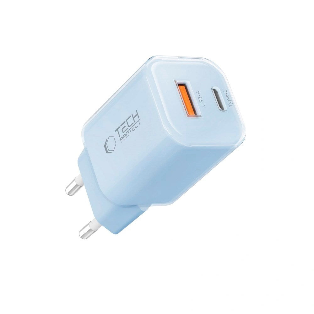 Tech-Protect 33W Wall Charger with 1x USB-A & 1x USB-C - Blue
