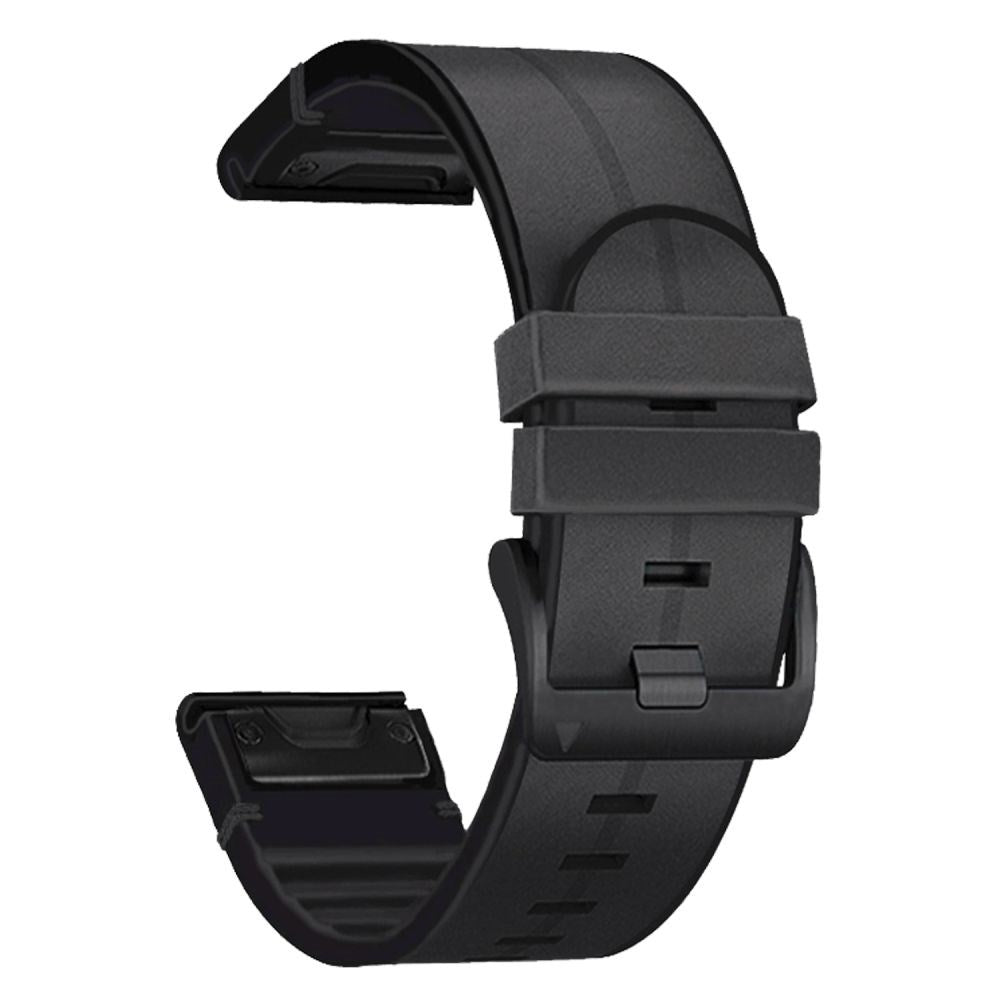 Universal Garmin 26mm QuickFit Strap Tech-Protect Leatherette Coated Silicone Strap - Black