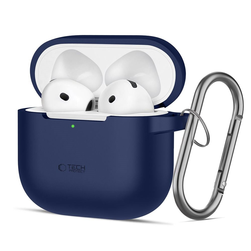 Tech-Protect Apple AirPods 4 Silicone Case with Carabiner Hook - Blue