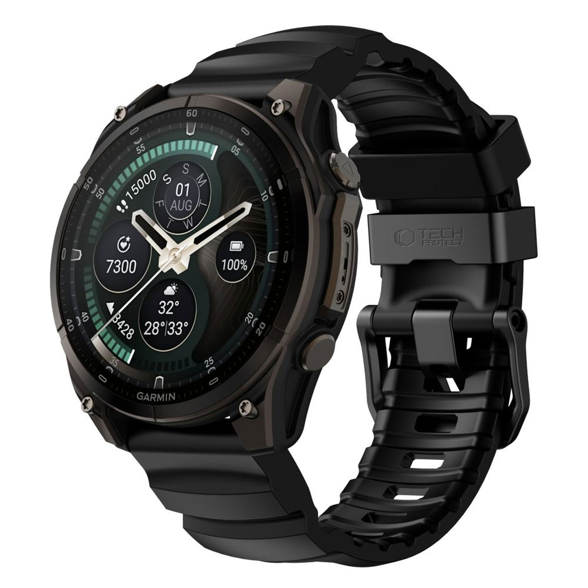 Universal Garmin 22mm QuickFit Tech-Protect Motion Watch Strap - Black
