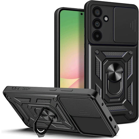 Samsung Galaxy A57 Tech-Protect Camshield Case with Magnetic Ring & Stand Function - Black