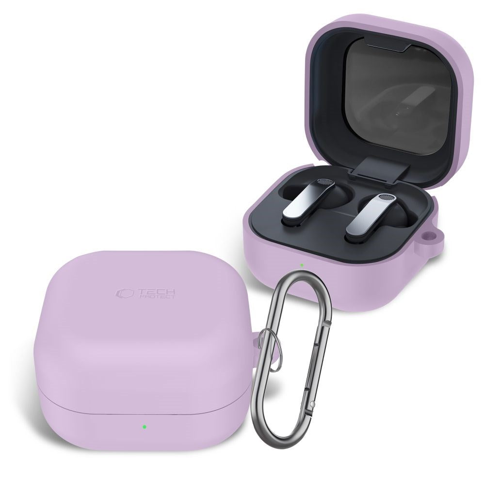 Samsung Galaxy Buds 4 / 4 Pro Tech-Protect Silicone Case with Carabiner - Purple